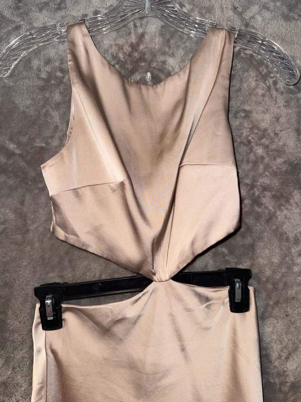 Hello Molly Champagne Satin Twist Cut-Out Maxi Dress - Picture 3 of 8